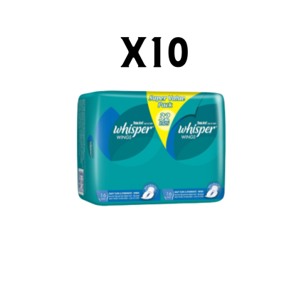 Whisper Wings - Heavy Flow & Overnight Wings 28cm x 32s (10 Units)